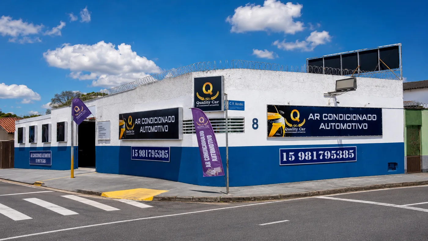 Fachada da Quality Car Ar-Condicionado Automotivo, Unidade Jardim Pelegrino, em Sorocaba